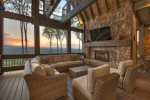 Martini Mountain Chalet - Entry Level Deck Seating Area with Gas Fireplace and Television